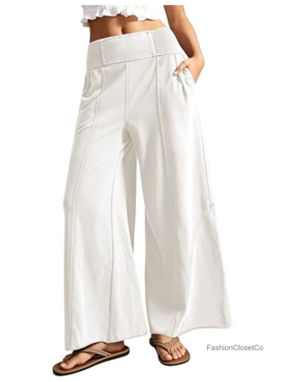 Womens High Waist Wide Leg Faux Suede Palazzo Trousers Casual